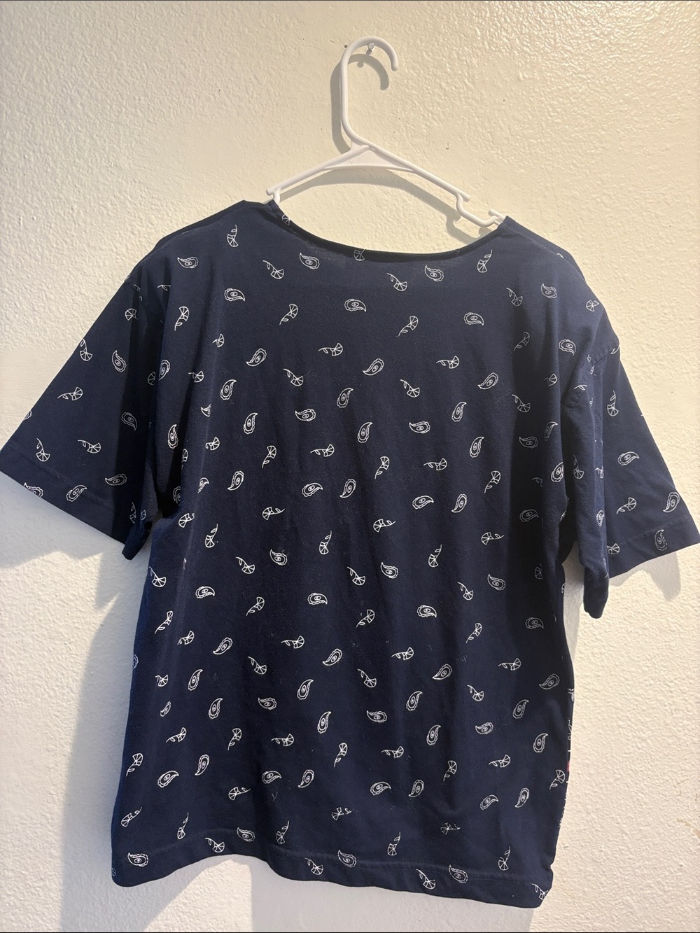 Vintage Melbourne Navy Blue Paisley & Plaid Mixed Print Top -Size L - Picture 2 of 3